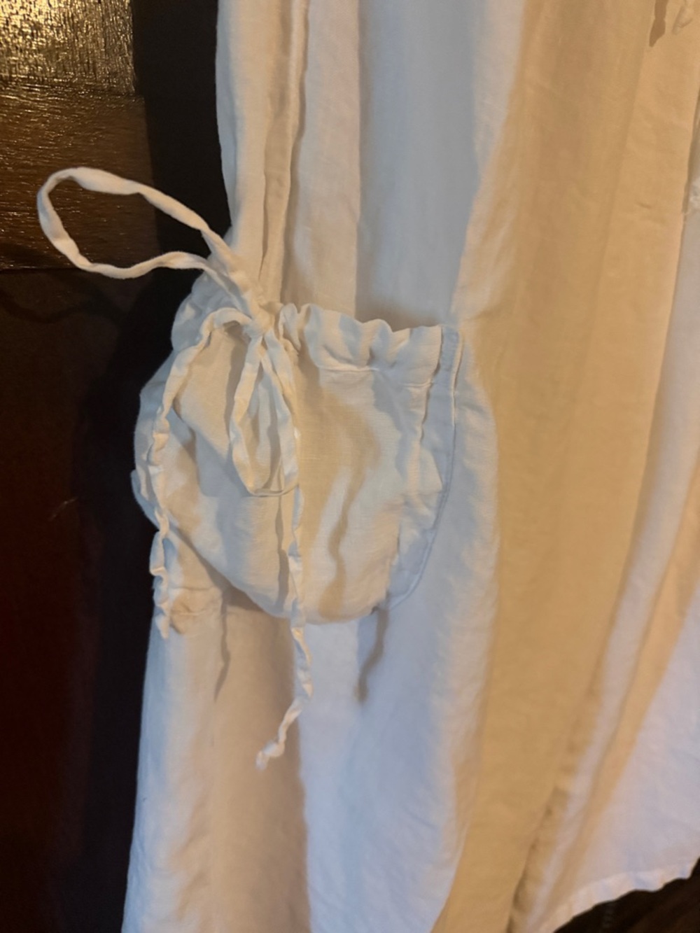 White Linen Wide-Leg Drawstring Pants - LA FIXSUN USA - Sz M - Picture 3 of 9